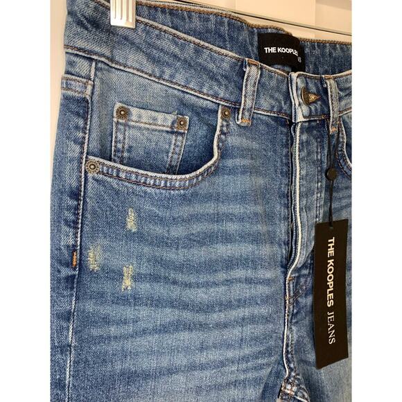 The Kooples Jeans in Blue Denim Size 27 Button Fly Skinny Leg Whiskered Pockets - Picture 5 of 8